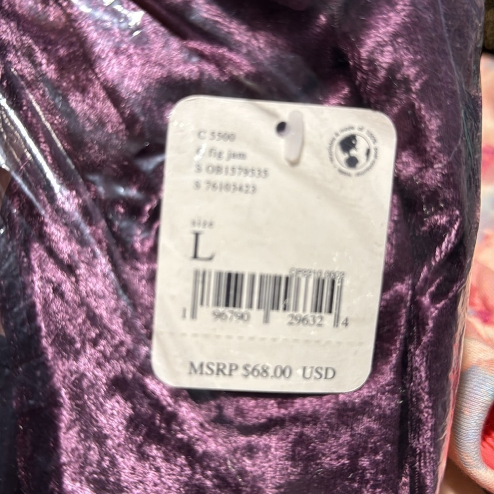 Free People Large All Night Velvet Tunic Cami Purple NWT New - Picture 2 of 7
